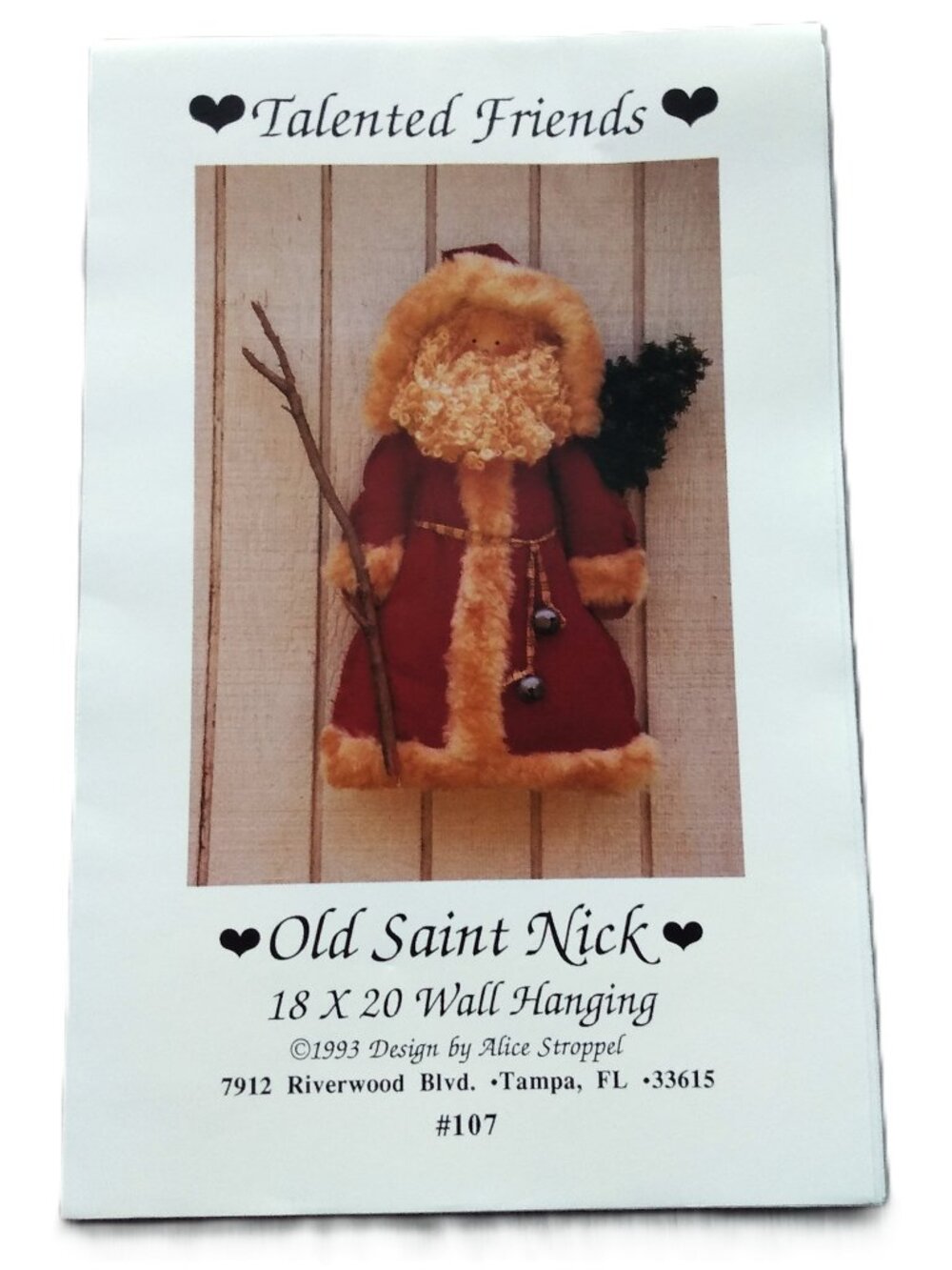Vintage 90s Santa Claus Wall Hanging Sewing Pattern "Old Saint Nick"